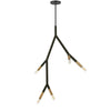 Luminaire suspendu Morgan de Dainolite avec fini noir mat et laiton vieilli et 5 ampoules