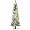 Homcom Arbre De Noel En Forme De Crayon Floque De Neige Artificielle Pre-eclaire De 7.5 Pieds Avec 350 Lumieres Led Blanc Chaud Et 641 Pointes De Branche