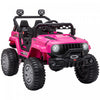 Aosom Camion 12v Pour Enfants Avec Telecommande, Voiture Pour Enfants A Piles Avec Lumieres Led, Jouet Electrique Avec Suspension A Ressort, Musique, Klaxon, 3 Vitesses, Rose