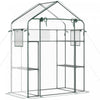 Outsunny Mini Serre, Serre De Plain-pied Avec 4 Etageres, Porte Enroulable