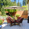Costway Parasol de marche solaire LED de 10 pieds avec reglage d'inclinaison et manivelle, beige