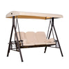 Outsunny Chaise Pivotante Robuste 3 Places Avec Siege Rembourre Pour Hamac De Salon D'exterieur Avec Auvent Inclinable, Beige