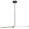 Luminaire suspendu horizontal Corvette de Dainolite en acrylique blanc qui diffuse la lumière, avec fini noir mat et ampoule de 24 W