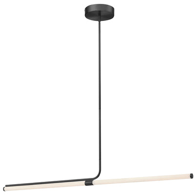 Dainolite Corvette Horizontal Pendant 24w Matte Black Finish White Acrylic Diffuser Lamp|Luminaire suspendu horizontal Corvette de Dainolite en acrylique blanc qui diffuse la lumière, avec fini noir mat et ampoule de 24 W