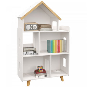 Qaba Meuble De Rangement Pour Jouets, Bibliotheque Pour Enfants A 3 Niveaux Pour Salle De Jeux, Chambre D'enfant, Creche, Jardin D'enfants, Blanc