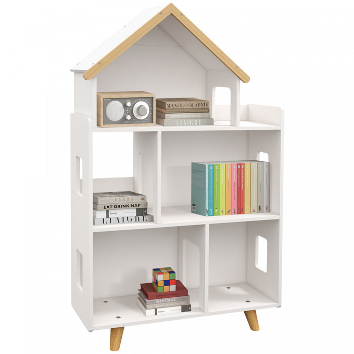 Qaba Meuble De Rangement Pour Jouets, Bibliotheque Pour Enfants A 3 Niveaux Pour Salle De Jeux, Chambre D'enfant, Creche, Jardin D'enfants, Blanc