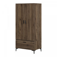 Musano Armoire Penderie Avec Portes Et Tiroir - Noyer Naturel