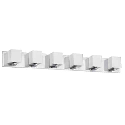 Dainolite Verona 6 Light Vanity Light Polished Chrome Finish White Glass Shade Lamp|Lumière de coiffeuse Verona de Dainolite avec abat-jour en verre blanc, fini chromé poli et 6 ampoules