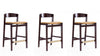 Tabouret de comptoir en bois rembourre style Klismos mi-siecle moderne couleur camel - Lot de 3