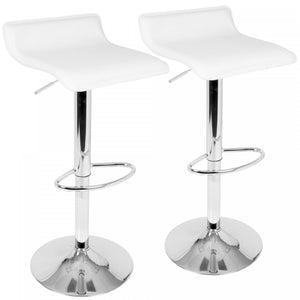 Tabouret pivotant contemporain Ale à hauteur réglable en tissu blanc - ensemble de 2