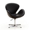 Chaise d’appoint pivotante réglable Raspberry de Manhattan Comfort en chrome poli et en similicuir - noire