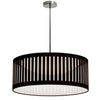 Luminaire suspendu de Dainolite avec abat-jour noir et blanc à fentes, fini chromé poli et ampoule à DEL de 22 W