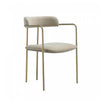 Chaise de salle a manger moderne mi-siecle en metal et tissu, coloris taupe, Serene