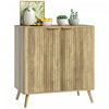 HOMCOM 55\" Buffet moderne avec rangement 2 portes cannelees Chene