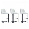 Tabouret de bar moderne en metal et tissu Serena, blanc - Lot de 3