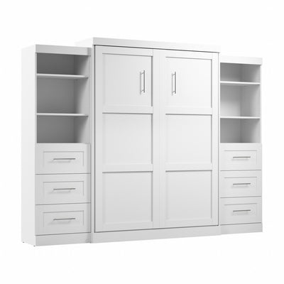Bestar Pur Queen Murphy Bed and Two Shelving Units with Drawers 115-Inch Wall Bed|Grand lit escamotable mural Pur de Bestar de 115 po avec 2 meubles à tablettes et tiroirs