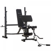 Soozier Banc De Musculation Fitness Entrainement Complet Avec Support D'halteres Repose Barre Curl D