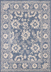 Tapis d'exterieur Cabana bleu et blanc a bordure elegante, 6'7\" x 9'6\"