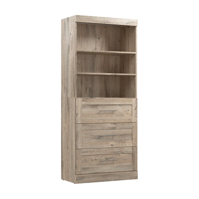 Bestar Pur 36 W Closet Organizer with Drawers - Rustic Brown|Organisateur de garde-robe Pur de Bestar de 36 po (L) avec tiroirs - brun rustique