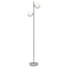 Liam Lampadaire moderne a 2 lumieres, Nickel brosse, 66 po H