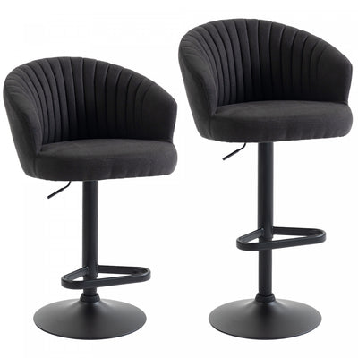 HOMCOM Adjustable Bar Stools Set of 2 with Swivel Seat, Black