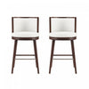 Tabouret de bar moderne en bois et tissu Evalyn, blanc - Lot de 2