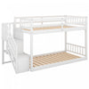 Joanna – Lit Superpose Bas En Bois Massif, Format Simple Avec Echelle De Rangement – Blanc