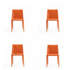 Chaise de salle a manger moderne en cuir vegetalien Paris, corail - Lot de 4