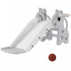 Toboggan Qaba pour Enfants avec Grimpeur et Panier de Basket, Aire de Jeu 3 en 1, Gris