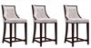 Tabouret de comptoir traditionnel en bois Fifth Avenue avec assise rembourree, blanc perle - Lot de 3