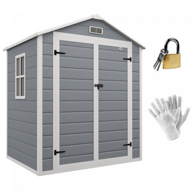 Outsunny 6' X 4.5' Lockable Outdoor Storage Shed With Double Doors Vent|Outsunny Remise Exterieure Verrouillable Avec Portes Doubles Vent