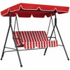 Outsunny Balancoire De Patio 3 Places Avec Auvent Reglable, Rouge