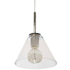 Grand luminaire suspendu Roswell de Dainolite en verre transparent, avec fini chromé poli et 1 ampoule