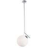 Luminaire suspendu Orion de Dainolite en verre blanc, avec fini chromé poli et 1 ampoule