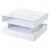 Oliver table basse relevable – table avec eclairage LED et plateau en verre, blanc