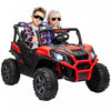 Qaba Voiture Electrique 2 Places Pour Enfants, Alimentee Par Batterie 24 V, Avec Telecommande, 3 Vitesses, Lumieres Led, Musique, Klaxon, Suspension A Ressort Pour 3 A 8 Ans, Rouge