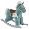 Qaba Kids Ride-on En Peluche Cheval A Bascule Ride Sur Rocker Avec Des Sons Realistes En Peluche Pour Enfant De 18 A 36 Mois Bleu