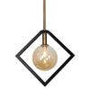 Luminaire suspendu Glasgow de Dainolite en verre champagne, avec fini noir mat et bronze rétro, et 1 ampoule