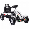 Aosom Kart A Pedales Pour Enfants, Voiture A Pedales Avec Seau Reglable, Frein A Main, 4 Roues En Caoutchouc, 5 A 12 Ans, Blanc