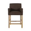 Tabouret De Comptoir Gabrielle Hauteur D’assise 66 cm – Tissu Rembourre Et Pieds En Bois Massif, Brun