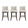 Tabouret de bar moderne Lucia en bois et tissu chenille naturel - Lot de 3