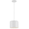Luminaire suspendu Emilia de Dainolite avec abat-jour, fini blanc mat et 1 ampoule