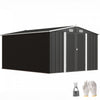 Outsunny Abri Metallique 12' x 10', Abri de Jardin Robuste Exterieur, Gris Fonce