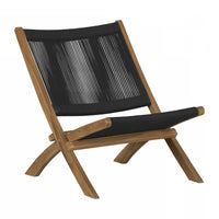 Fauteuil de détente Agave en bois et en corde - noir et naturel