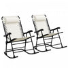 Outsunny Ensemble De 2 Chaises A Bascule Pliables Pour Patio, Blanc Creme