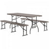 Outsunny Ensemble de Table de Pique-nique Pliante 6FT 3 Pieces avec 2 Bancs, Effet Rotin, Marron