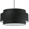 Grand lustre Priya de Dainolite avec abat-jour noir et blanc, fini noir mat et 4 ampoules