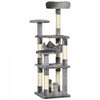 Pawhut 52\" Multi-niveaux Arbre A Chat Tour Chaton Griffoir Centre D'activites Maison De Jeu Avec Hamac Gris