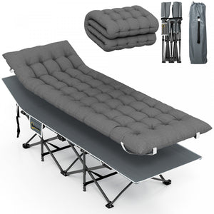 Outsunny Lit De Camping Pour Adultes Avec Matelas, Lit Pliant, Gris Fonce