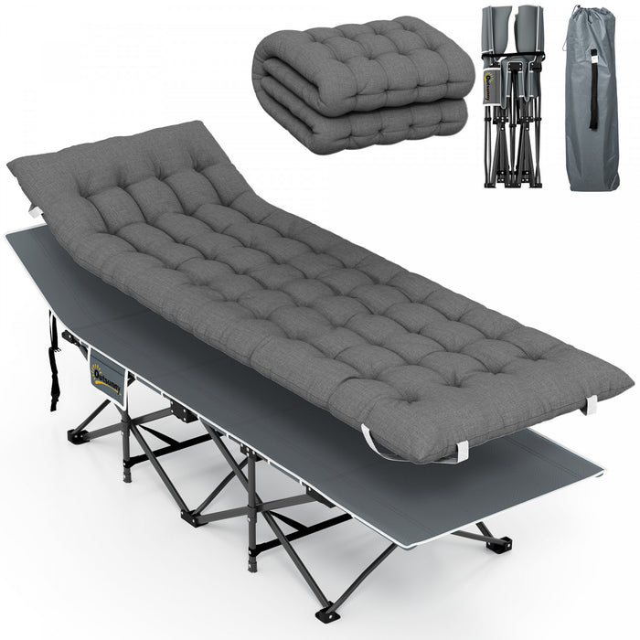 Outsunny Lit De Camping Pour Adultes Avec Matelas, Lit Pliant, Gris Fonce